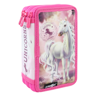 Penál plátěný plný - 3 patrový, 31 dílný - Seria 4 - Believe in Unicorns