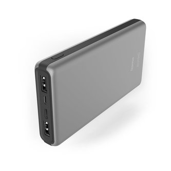 Hama ALU15HD, powerbanka, 15000 mAh, 3 výstupy: 1x USB-C, 2x USB-A, hliníkové provedení, stříbrná