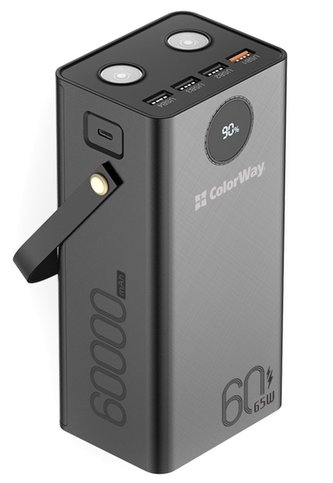 COLORWAY powerbanka/ 60 000mAh/ 4x USB QC3.0/ USB-C Power Delivery 65W/ LED/ Černá