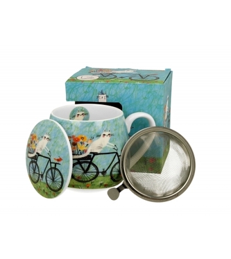 Porcelánový hrnek byliňák Cat's World bicycle 430 ml v dárkovém boxu