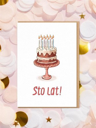 Karnet Urodziny - Tort sto lat