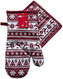 Kuchyňský set rukavice/chňapka CHRISTMASSY bílá/vínová 18x30 cm/20X20 cm ESSEX