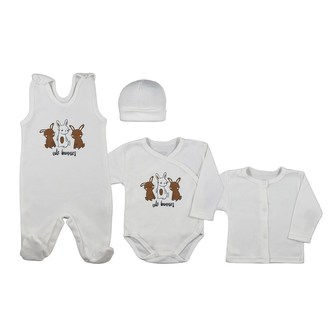 4-dílná kojenecká souprava Koala Rabbit ecru - velikost 62 (3-6m)