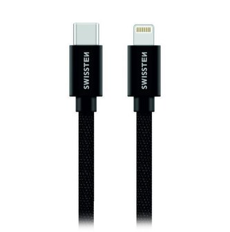 Swissten Datový Kabel Textile USB-C / Lightning 1,2 M Černý