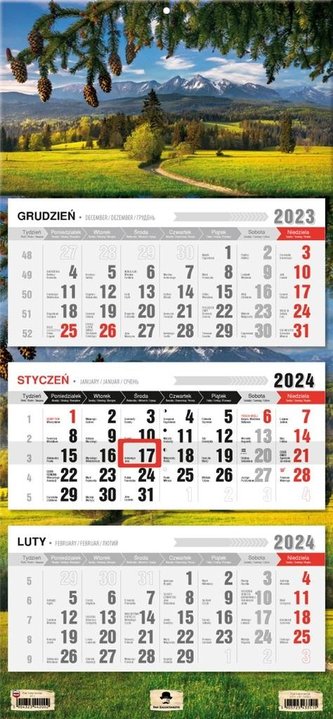 Kalendarz 2024 trójdzielny Tatry