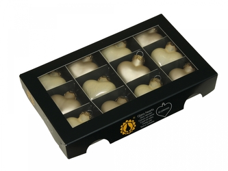 Skleněné baňky - srdíčka 4 cm champagne, sada 12 ks