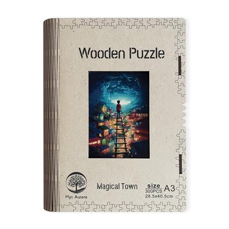 Dřevěné puzzle Magické město A3