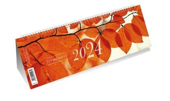 Kalendarz 2024 poziomy ze spiralką liście