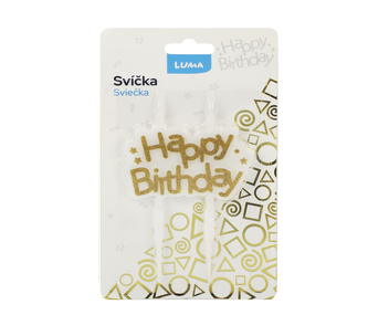 Svíčka   HAPPY BIRTHDAY zlatá LUMA
