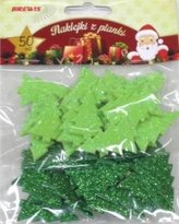 Naklejki z pianki choinki z brokatem 50szt