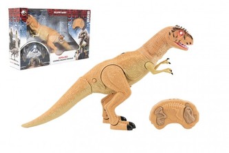 Dinosaurus chodící IC velociraptor plast 50cm na baterie se zvukem se světlem v krabici 53x32,5x12cm