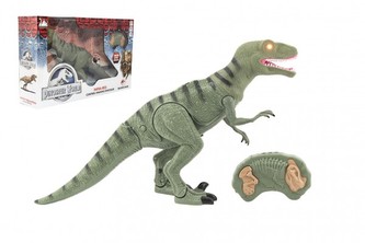 Dinosaurus chodiaci IC velociraptor plast 50cm na batérie so zvukom so svetlom v krabici 53x32,5x12cm