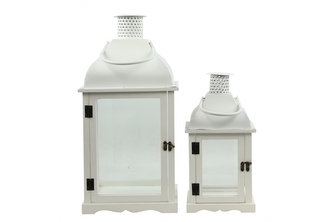 Dřevěná lucerna Caroline s/2 bílá