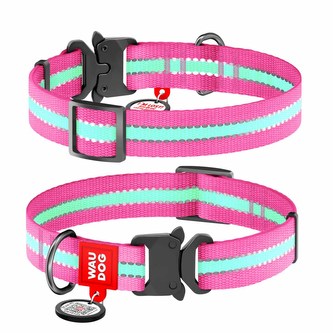 WAUDOG obojek nylonový Glow růžový Fastex QR (28-40cm/2,0cm)