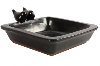 Keramické pítko pro ptáčky Momo černé 10,5x29x25 cm