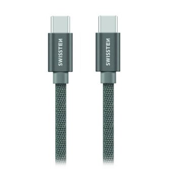 Swissten Datový Kabel Textile USB-C / USB-C 1,2 M Šedý
