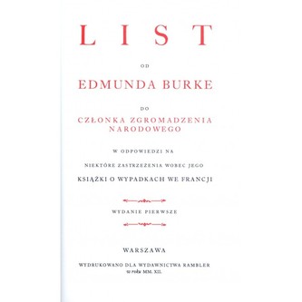 List od Edmunda Burke do członka Zgromadzenia Narodowego w odpowiedzi na niektóre zastrzeżenia wobec jego książki