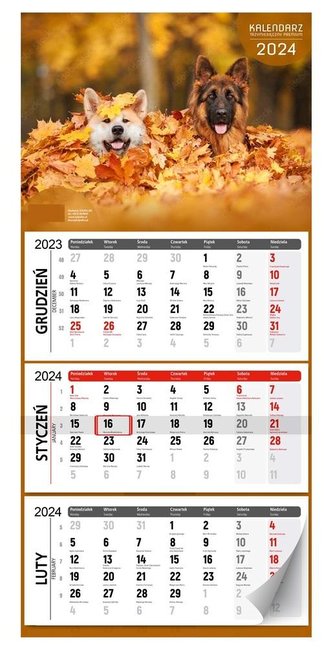 Kalendarz 2024 ścienny trzymiesięczny premium MIX