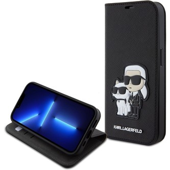 Karl Lagerfeld PU Saffiano Karl and Choupette NFT Book Pouzdro iPhone 15 Pro černé