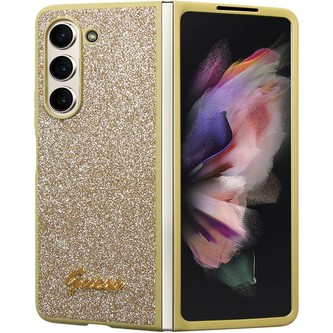 Guess PC/TPU Glitter Flakes Metal Logo kryt Samsung Galaxy Z Fold5 zlatý