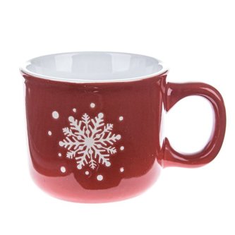 Keramický hrnek s vločkou, červený, 12/96