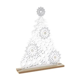 Dřevěná dekorace - vánoční stromek, bílá, 18/36