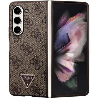 Guess 4G PU Leather Triangle kryt Samsung Galaxy Z Fold5 hnědý