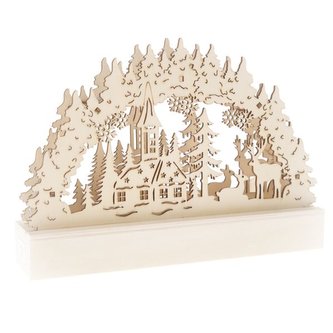 Dřevěná vánoční dekorace s LED , 12/24