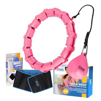 SET OHA02 + BR160 RŮŽOVÁ MASÁŽNÍ HULA HOOP OBRUČ SE ZÁVAŽÍM ONE FITNESS