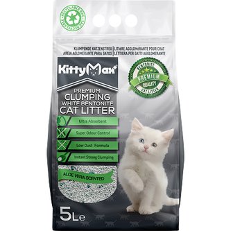 KITTYMAX hrudkující, bezprašný bílý bentonit ALOE VERA  5 l