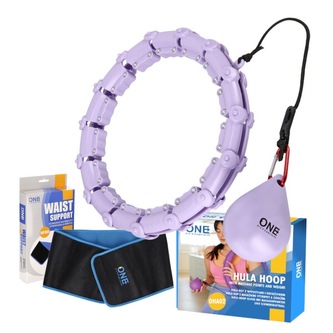 SET OHA02 + BR160 FIALOVÁ MASÁŽNÍ HULA HOOP OBRUČ SE ZÁVAŽÍM ONE FITNESS