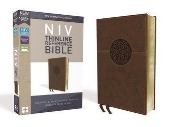 NIV, Thinline Reference Bible, Imitation Leather, Brown, Red Letter Edition, Comfort Print