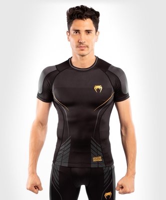 Rashguard Venum Athletics krátký rukáv černo-zlatá XXL
