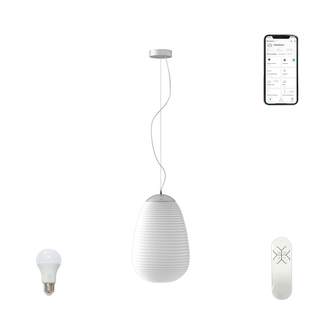 Immax NEO COCONO závěsný lustr bílé sklo 24x34cm včetně Smart zdroje E27 RGBW Zigbee 3.0 Immax NEO COCONO závěsný lustr bílé sklo 24x34cm včetně Smart zdroje E27 RGBW Zigbee 3.0