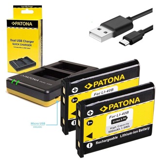 Sada Nabíječka Dual Olympus Li-40B/42B+2x aku 500mAh