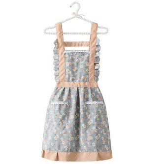 Zástěra kuchyňská zelená retro s kytičkama - Cakesicq