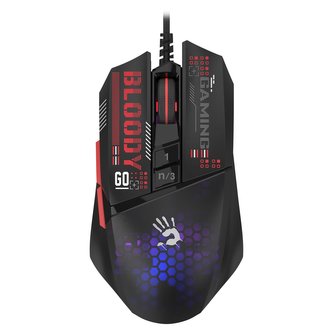 A4tech BLOODY W60 Max Mini, podsvícená herní myš, 12000 DPI, černá, USB