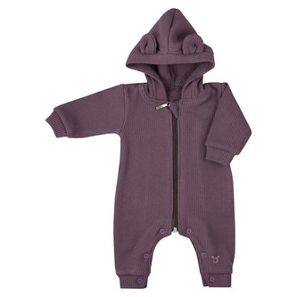 Kojenecký overal s kapucí a oušky Koala Pure purple - velikost 68 (4-6m)