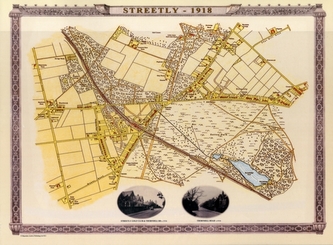 Streetly Village 1918 - Old Map Supplied Rolled in a Clear Two Part Screw Presentation Tube - Print size 45cm x 32cm