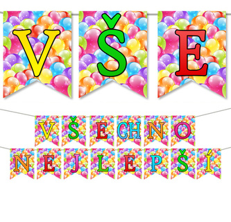 Jumbo girlanda Všechno nejlepší - Balónková CZ 23 x 340 cm