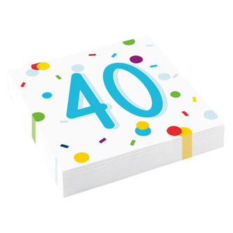 Papírové ubrousky Rainbow Confetti - Happy Birthday 40 - 20 ks