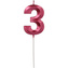 Dortová svíčka číslo 3 - Glamour Red 7 cm