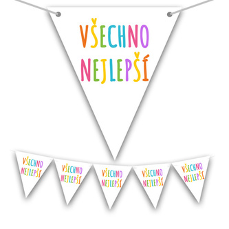 Vlaječková girlanda Všechno nejlepší - Duhová 225 x 17cm