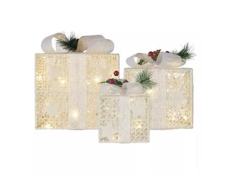 Dekorace vánoční EMOS DCF27 LED dárky s ozdobou, 3 velikosti