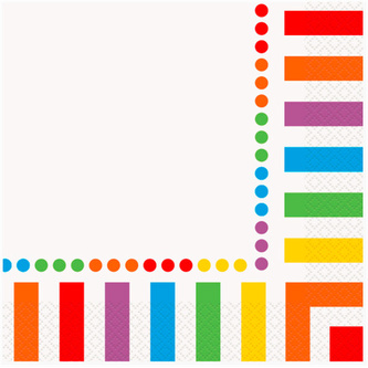 Papírové party ubrousky proužky a puntíky 16 cm