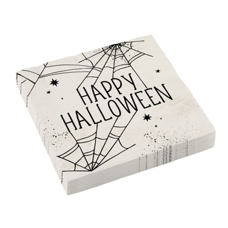 Papírové party ubrousky Happy Halloween - pavučiny 33x33cm, 16 ks