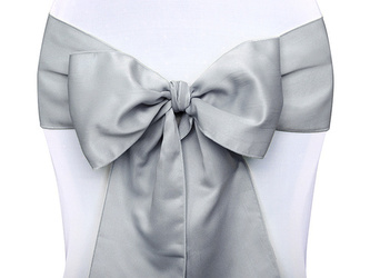 Dekorační mašle na židli - stříbrná 275 x 15 cm, 10 ks