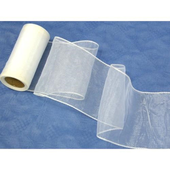 Olemovaná organza bílá úzká - 10 cm x 8 m