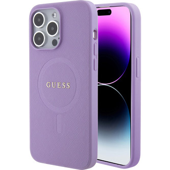 Guess PU Saffiano MagSafe kryt iPhone 15 Pro Max fialový