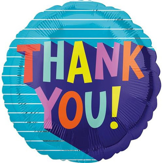 Foliový balonek modrý - Thank you 43 cm